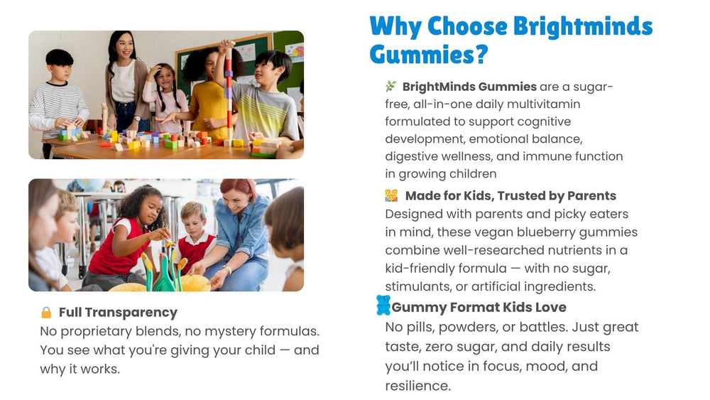 BrightMinds jar on kitchen counter for easy daily immune and gut support