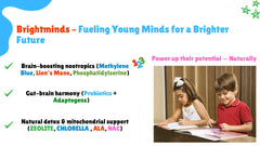 Child taking BrightMinds gummy for focus and mood balance
