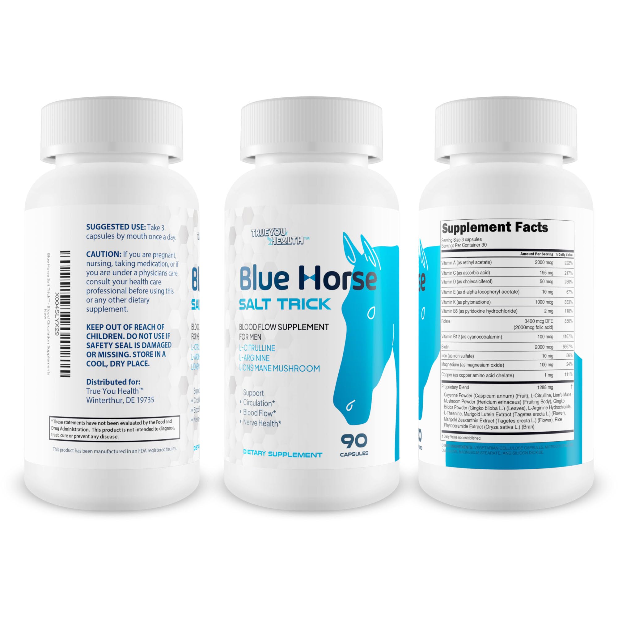 Blue Horse Salt Trick capsules provide convenient circulation support.