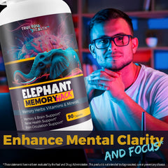 True You Health Elephant Memory Hack label emphasizes plant-based nootropics for daily focus.