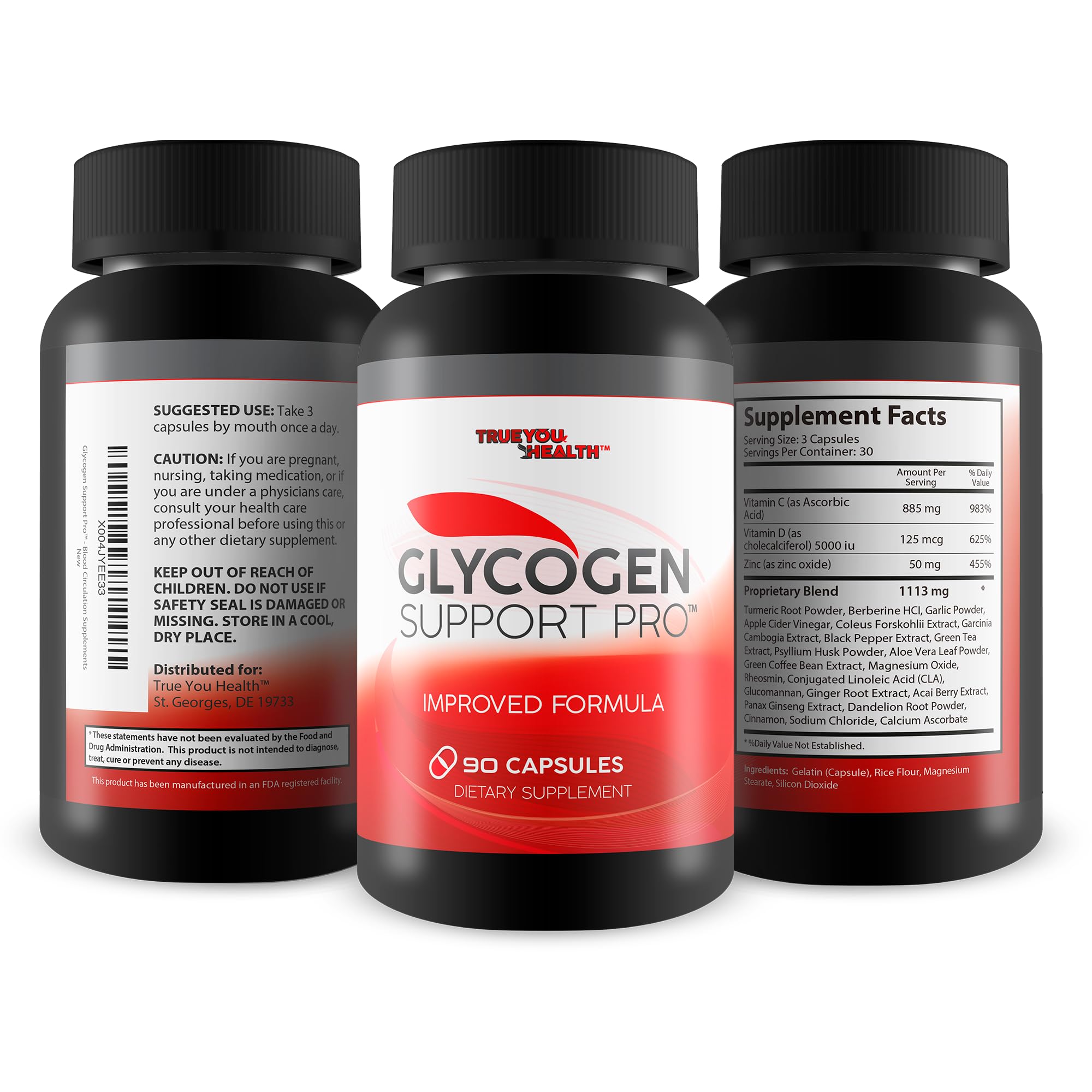 True You Health Glycogen Support Pro capsule closeup for convenient circulation support.