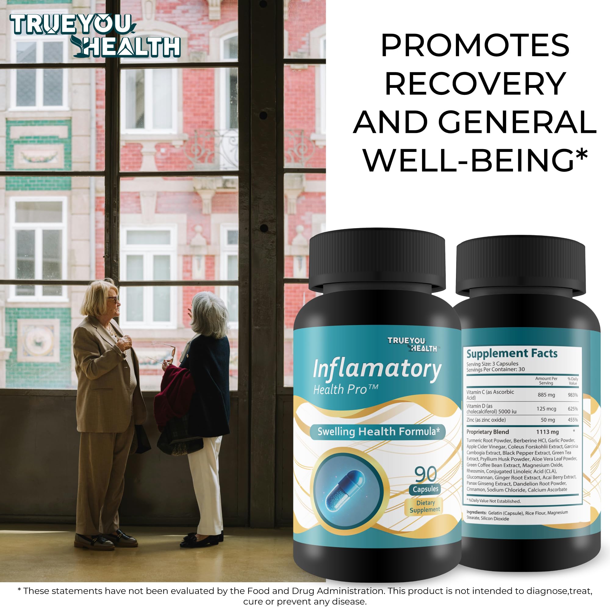 True You Health Inflammatory Health Pro back-ache-relief caption conveys soothing comfort.