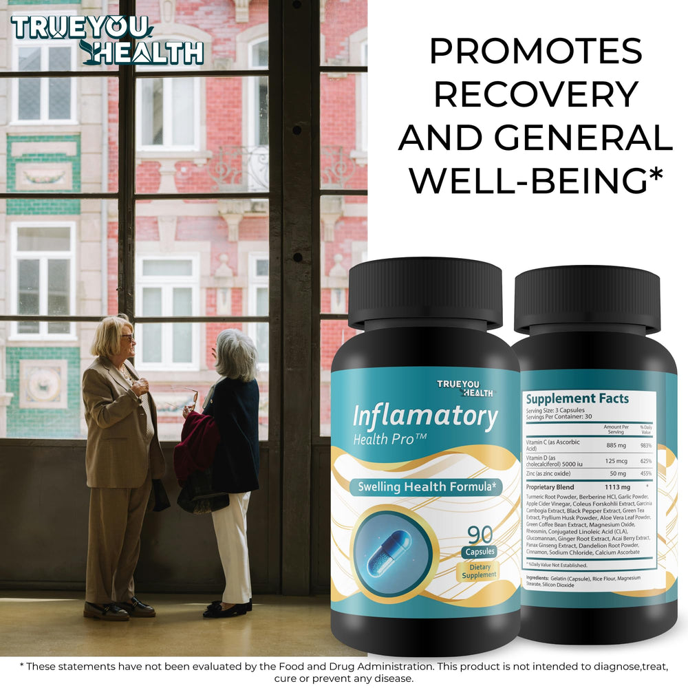 True You Health Inflammatory Health Pro back-ache-relief caption conveys soothing comfort.