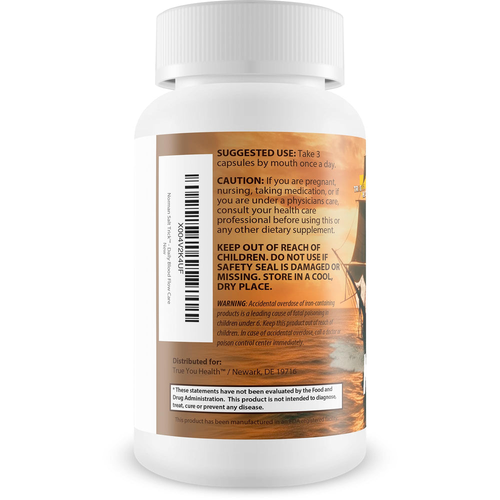 Close-up label of Norman Salt Trick highlighting natural ingredients.