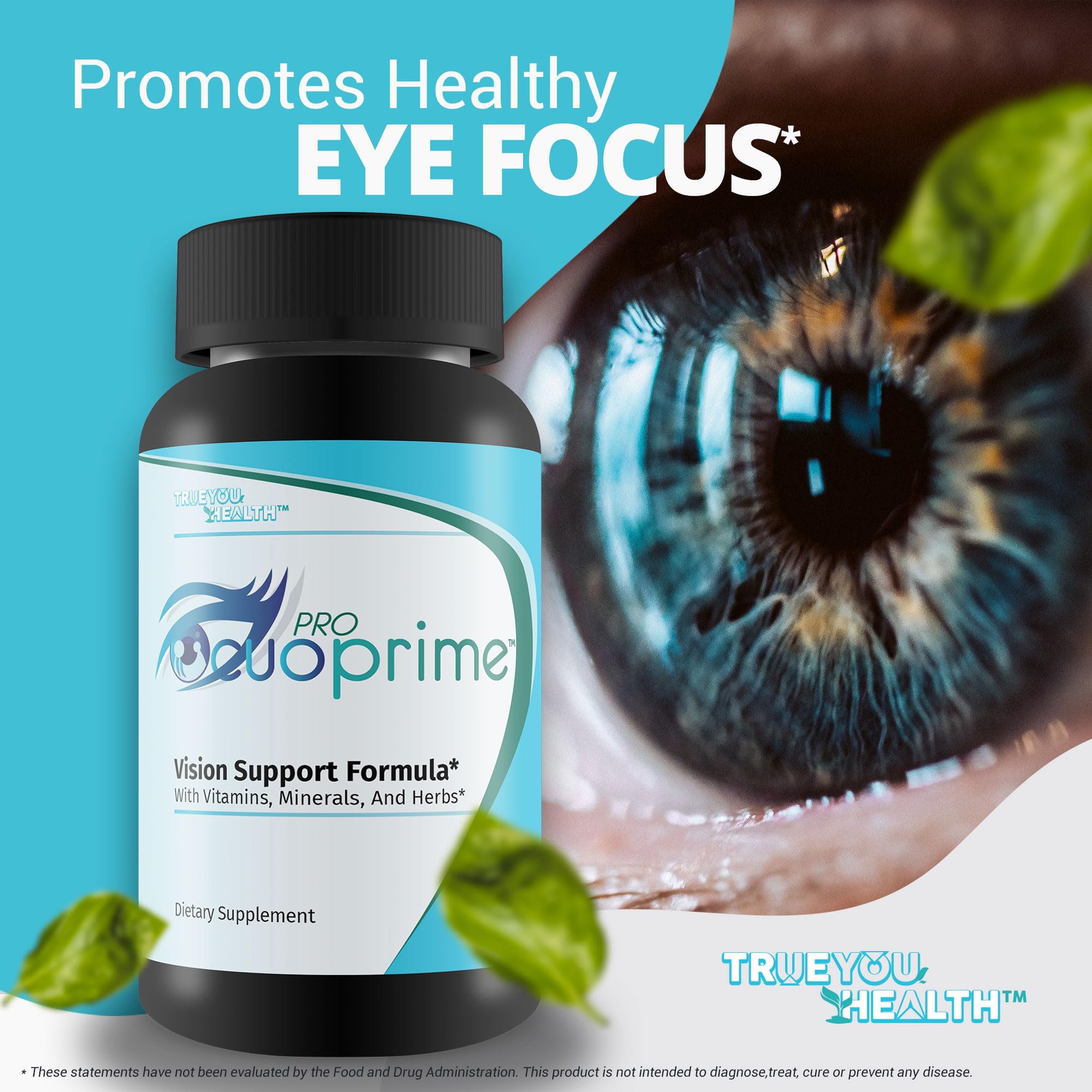 True You Health Pro Ocuoprime capsules closeup emphasizes nutrients for visual function.