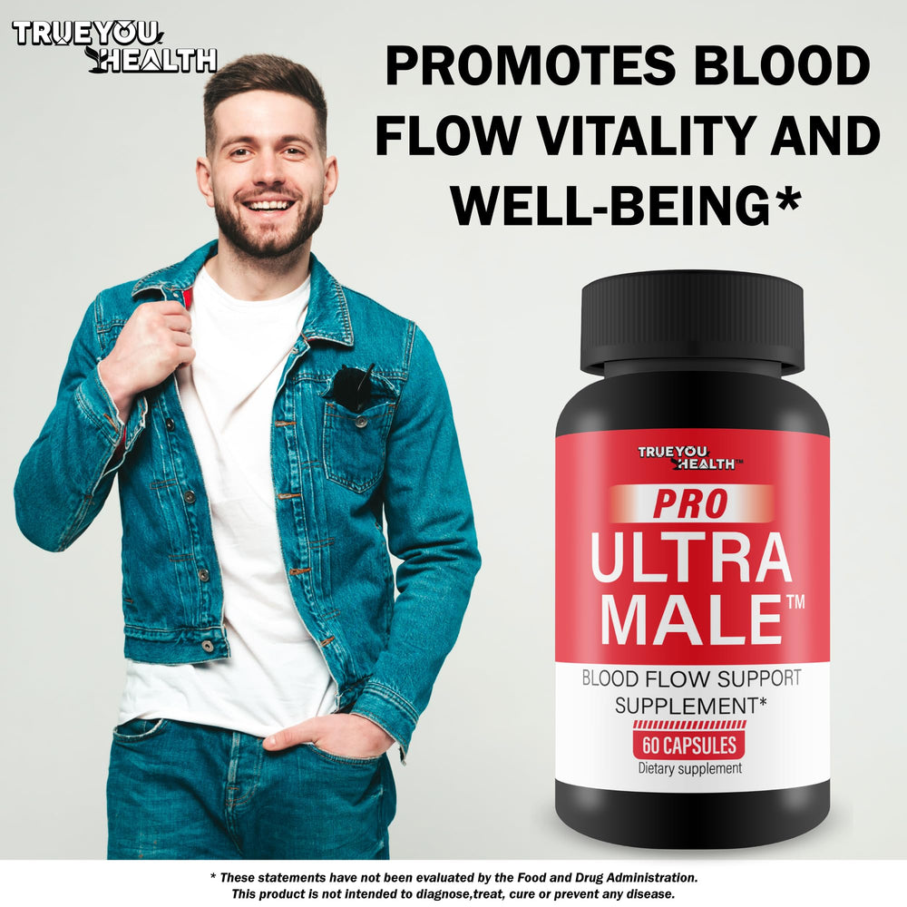 True You Health Pro Ultra Male bottle on nightstand in a wellness setup