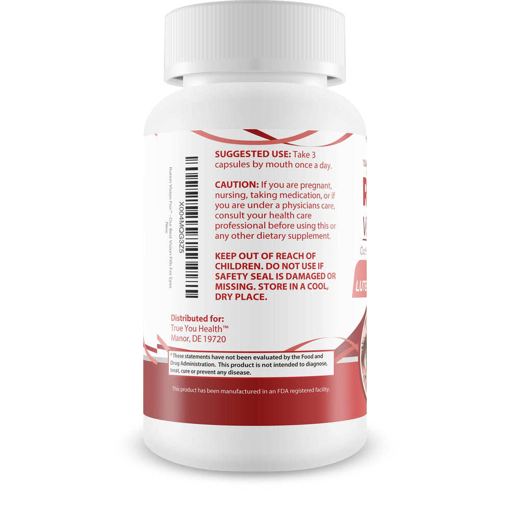Rutein Vision Pro label highlights lutein zeaxanthin nutrients