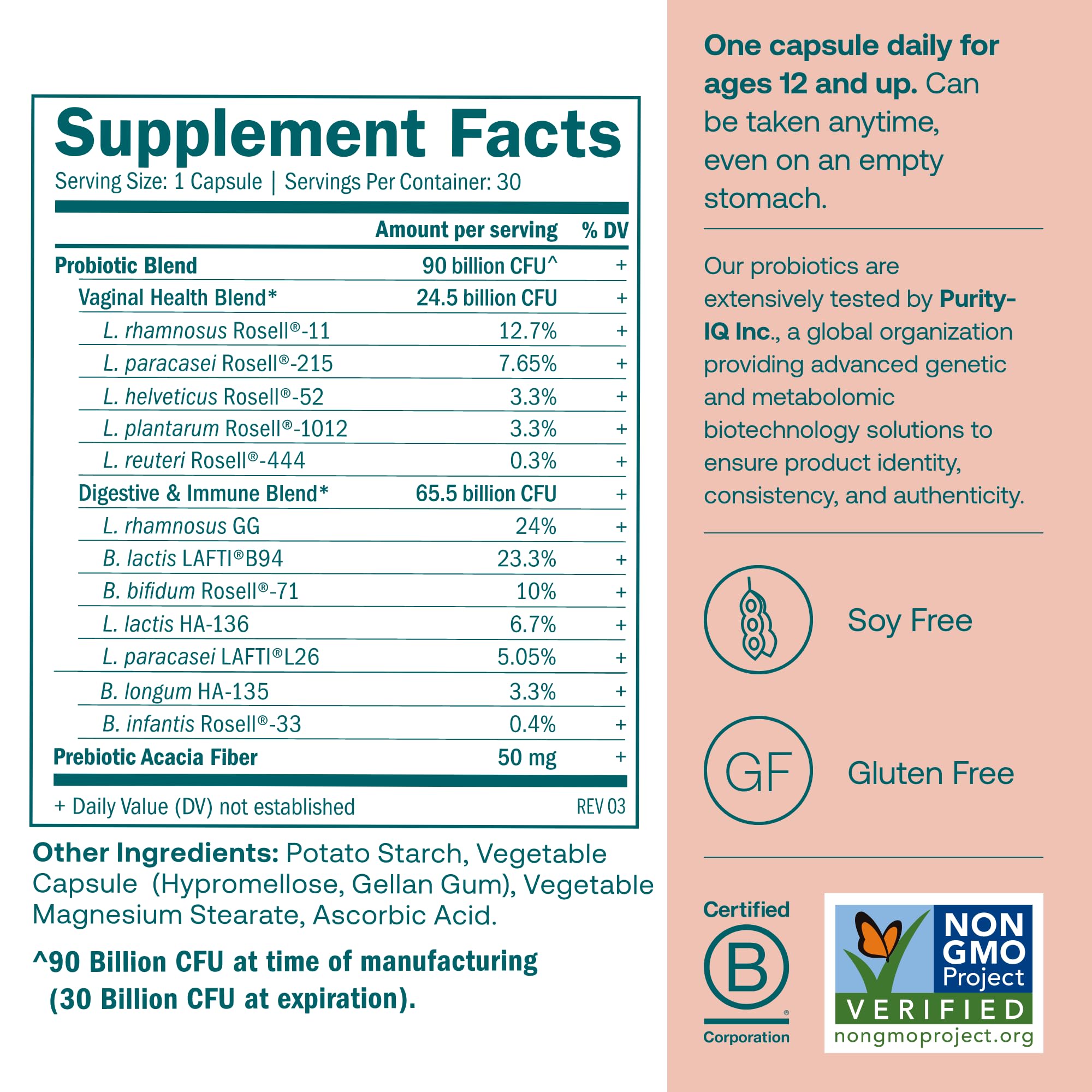 Close-up of True Grace probiotic capsules showing robust CFU for reliable daily gut support