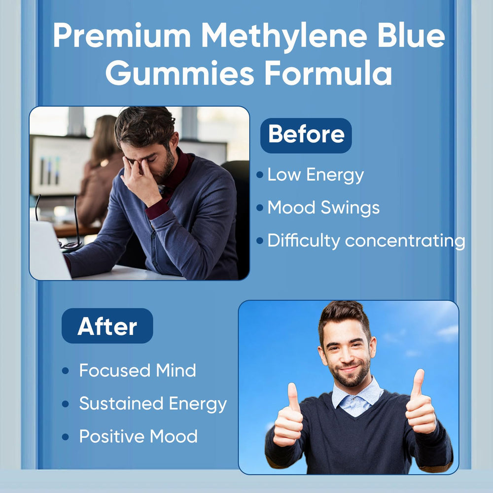 TRUEHEALTHIC Methylene Blue Gummies texture and color suggest daily cognitive support.