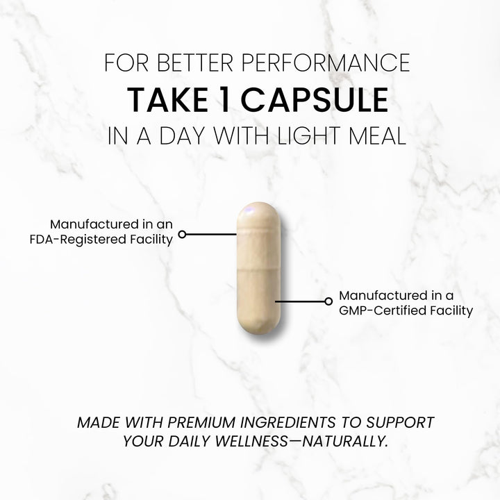 TRUEMED digestive balance capsules displayed in a bright kitchen