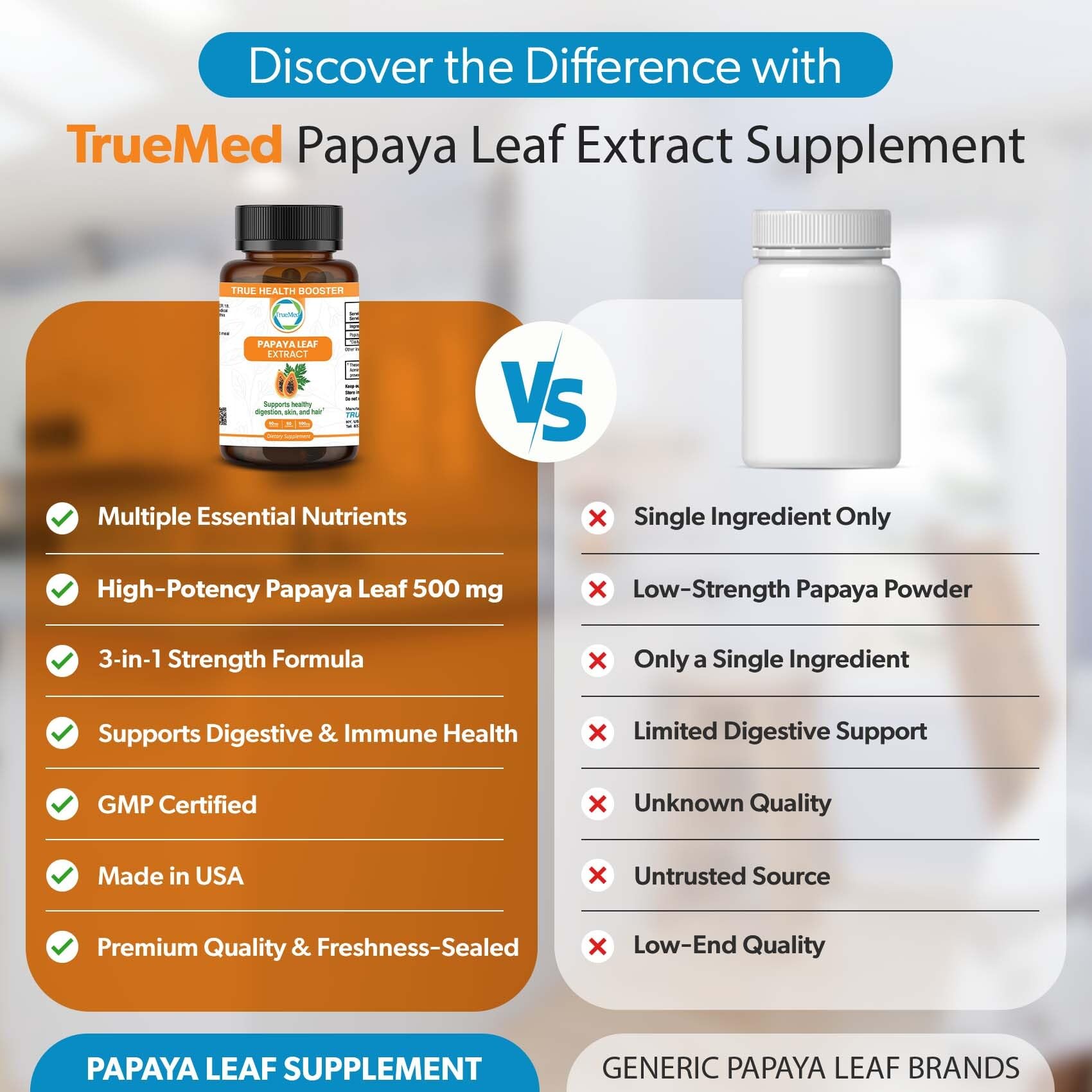 TRUEMED Papaya Leaf Extract vegan icon—plant-based formula for everyday use