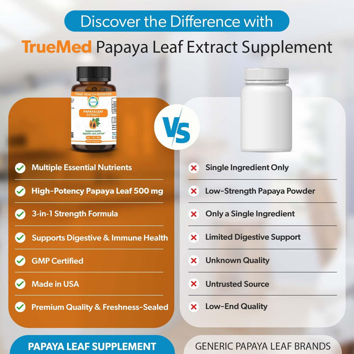 TRUEMED Papaya Leaf Extract vegan icon—plant-based formula for everyday use