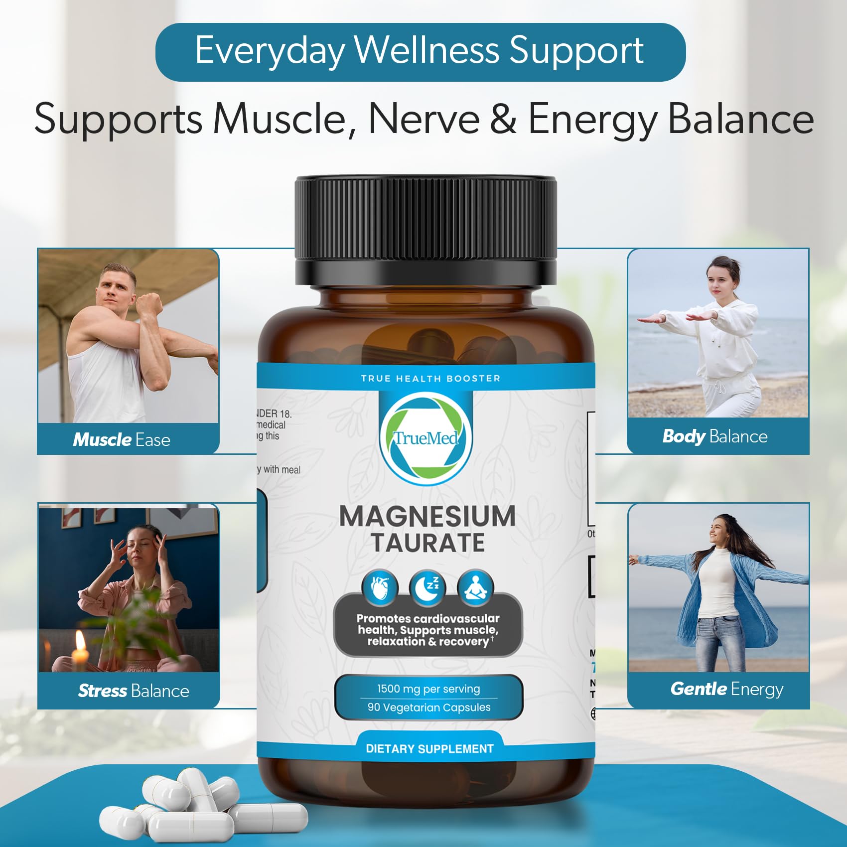 TRUEMED taurate ingredients graphic illustrates magnesium and taurine blend.