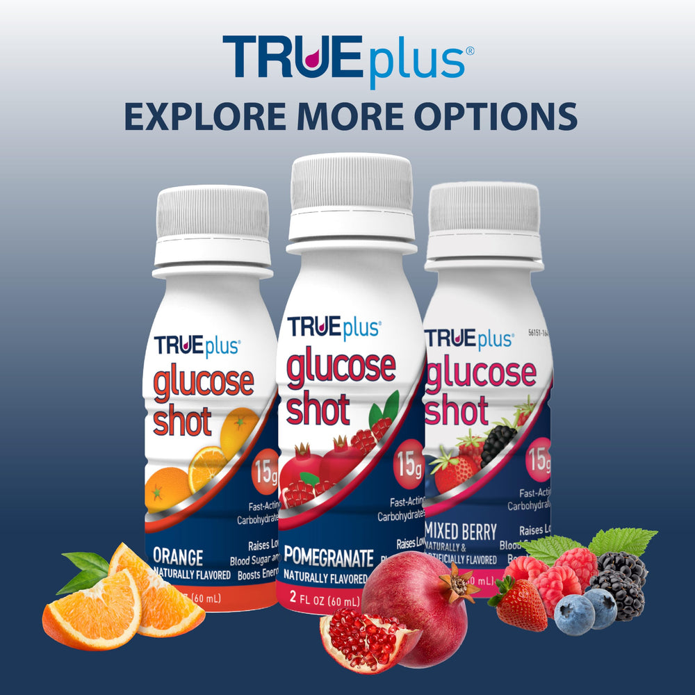 TRUEplus Glucose Shots in a gym bag ready for quick energy between workouts.