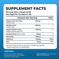 TrueSeaMoss bottle-side view highlighting portable on the go packaging.