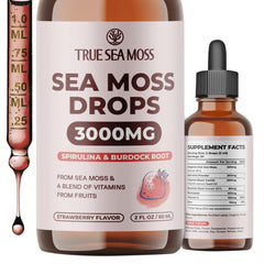 TrueSeaMoss Irish Sea Moss liquid drops bottle, convenient on-the-go use.