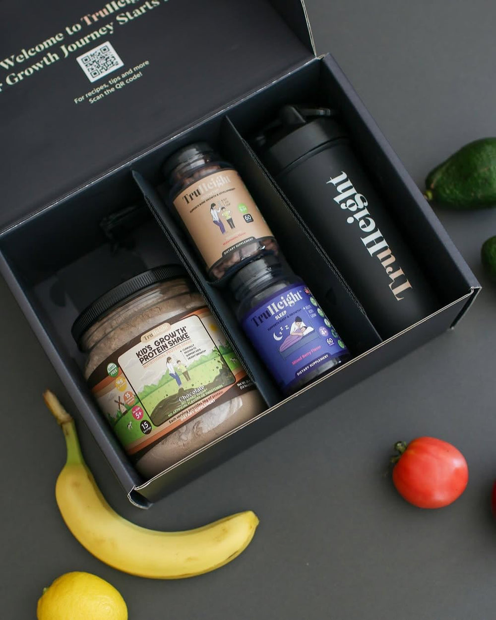 TruHeight organic ashwagandha herbs highlight natural blend.