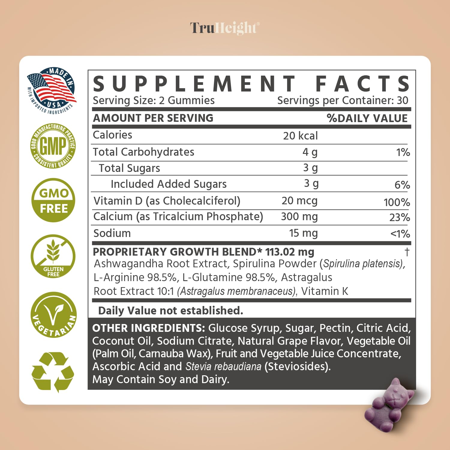 TruHeight calcium-d3-k2 visual emphasizes absorption and daily use.