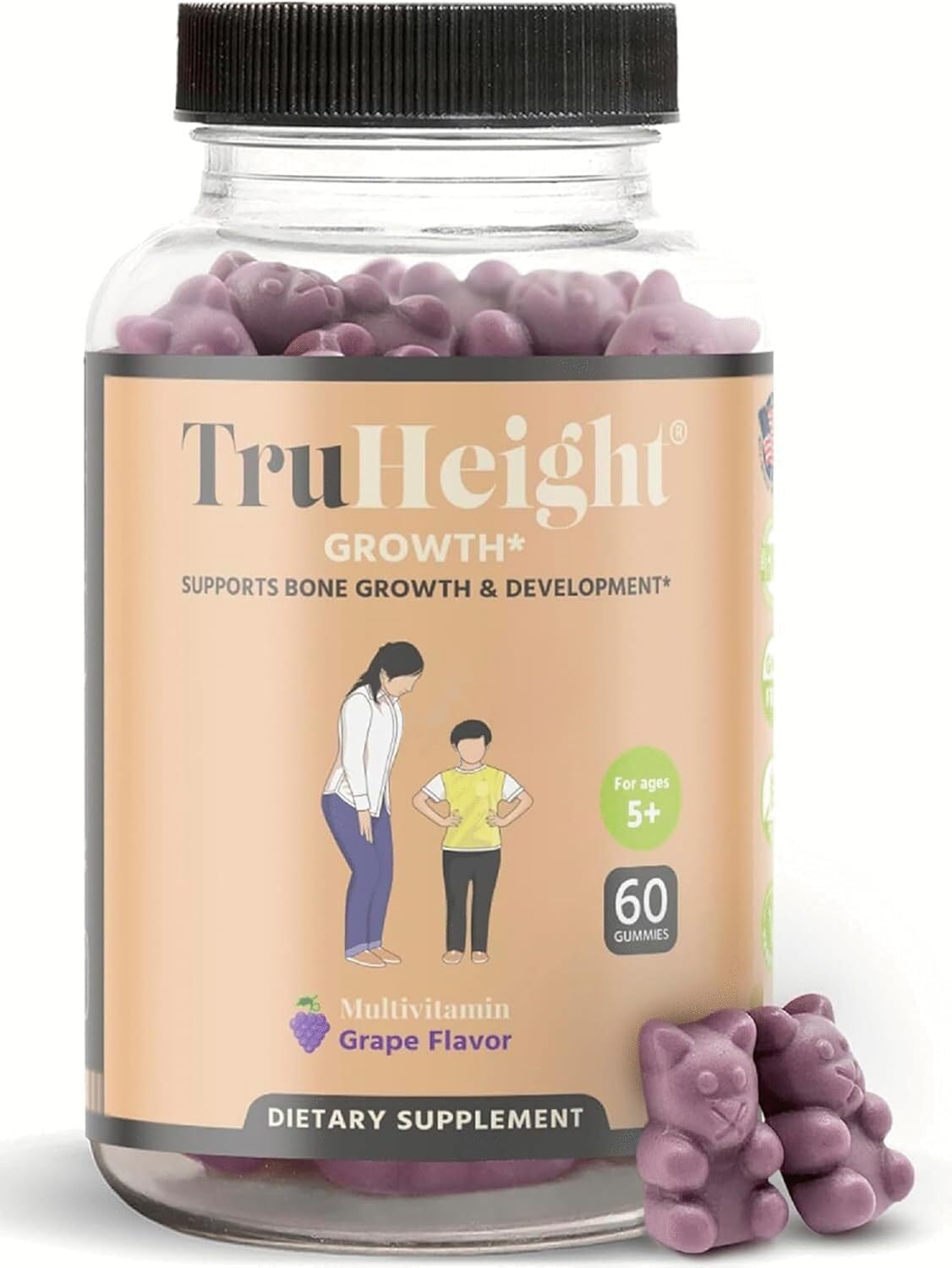 TruHeight Growth Gummies grape bottle for kid-friendly bone support.