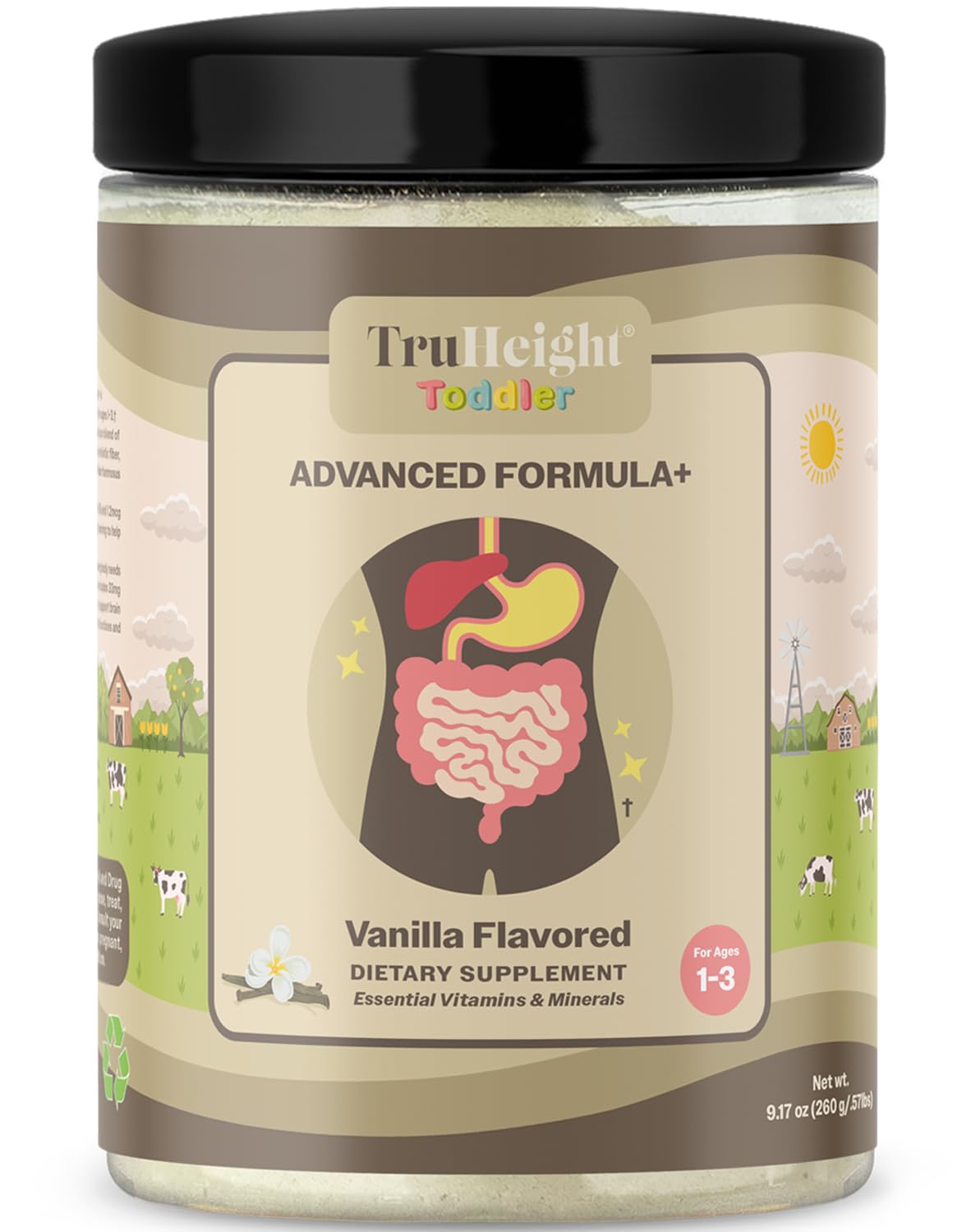 TruHeight, biberón vertido, nutrición diaria para niños pequeños.