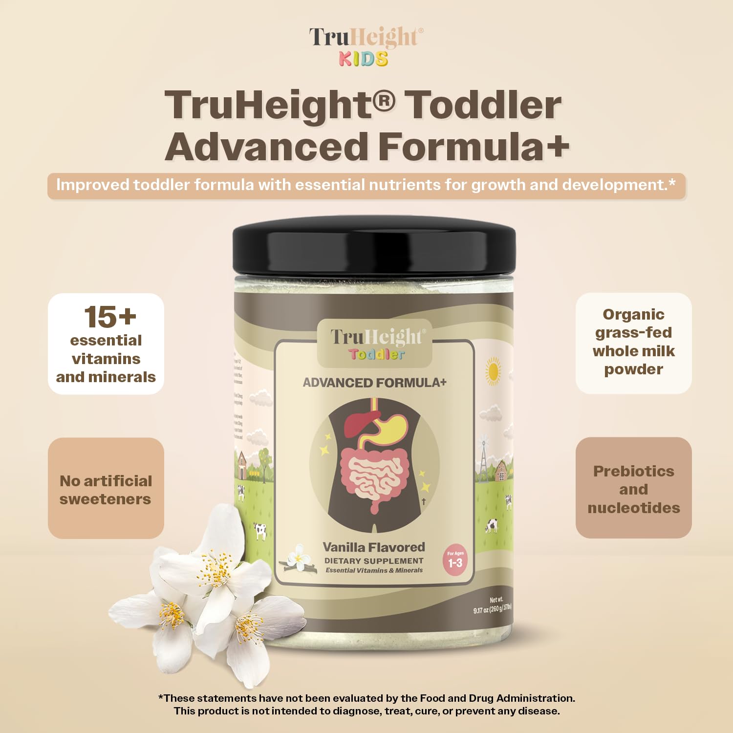 TruHeight, lata vainilla, fuente conveniente de nutrientes para el crecimiento.