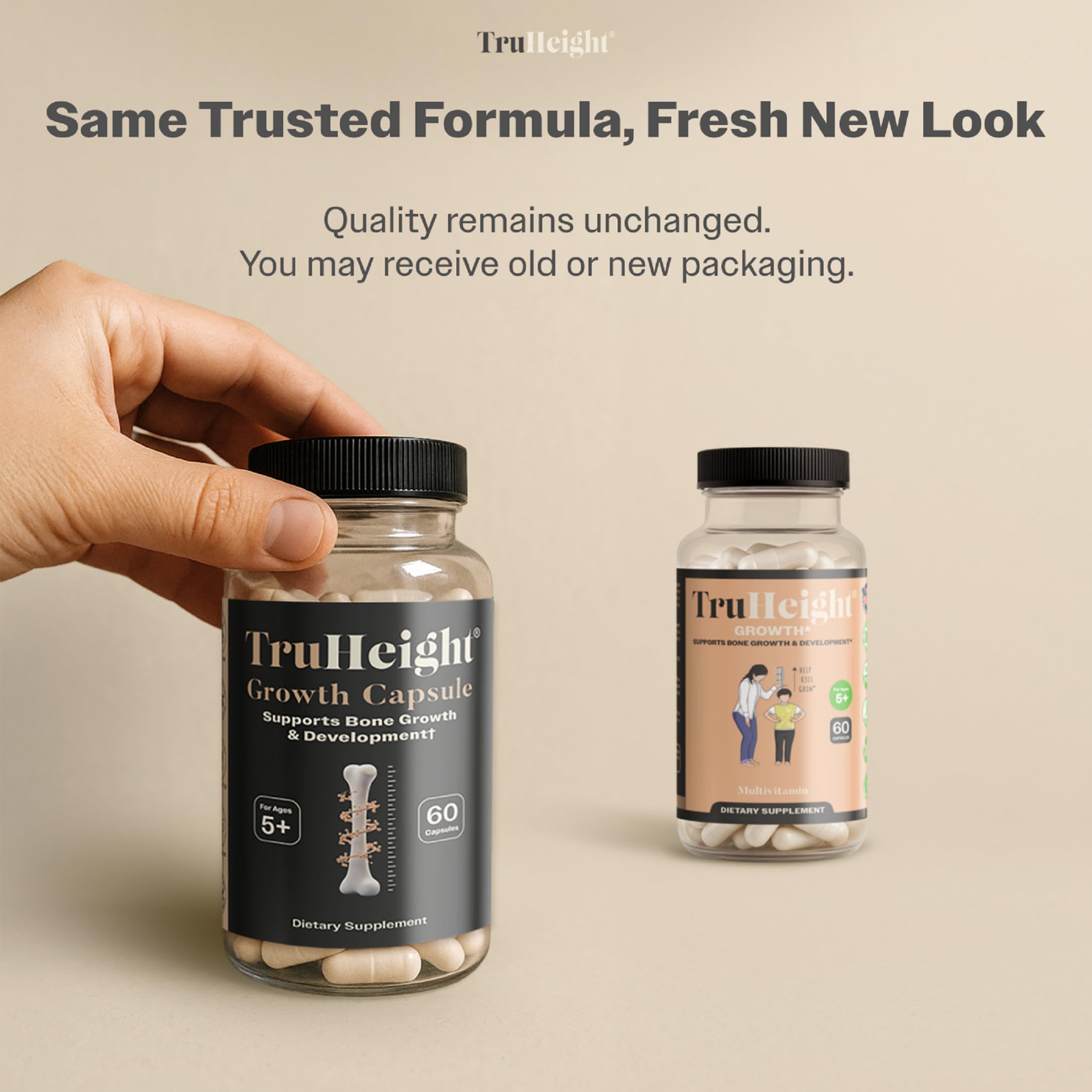 TruHeight growth capsules being dispensed for easy daily routine with kids.