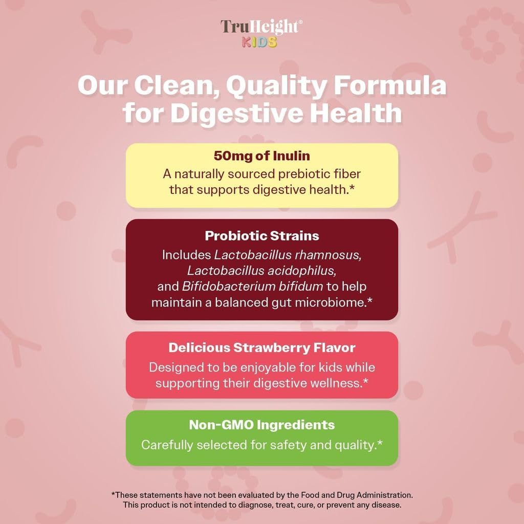 TruHeight Kids strawberry gummies designed for comfortable routines and gentle gut support.