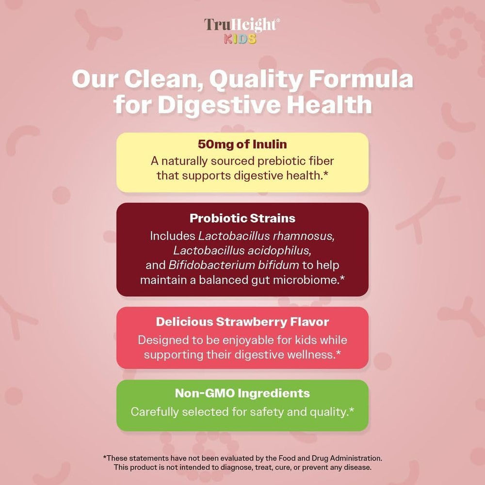 TruHeight Kids strawberry gummies designed for comfortable routines and gentle gut support.