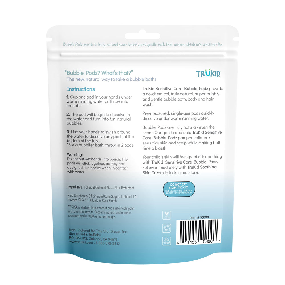TruKid Bubble Podz fragrance-free bubbles for sensitive skin.