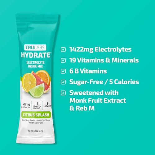 TRULABS Hydrate Citrus Splash single packet ready to mix after workouts.