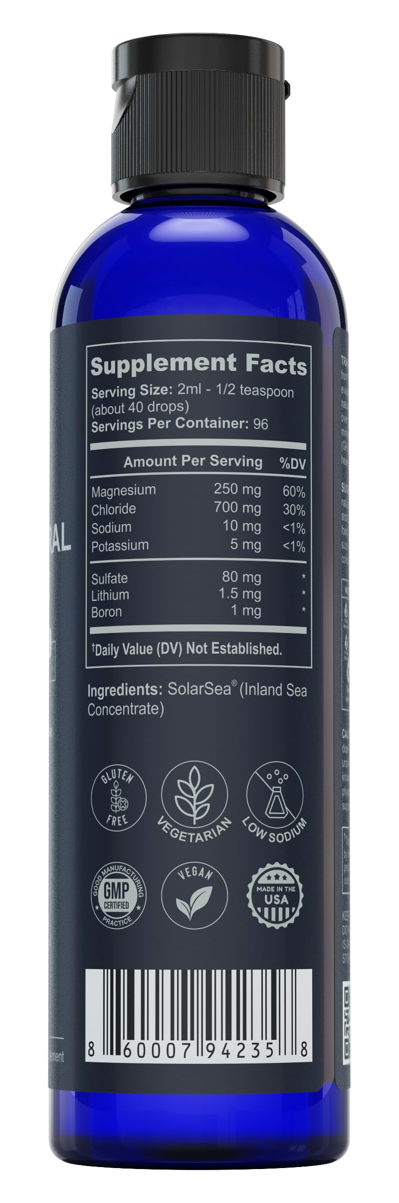Close view of magnesium per serving in TRULIFE NATURALS Trace Mineral Complex