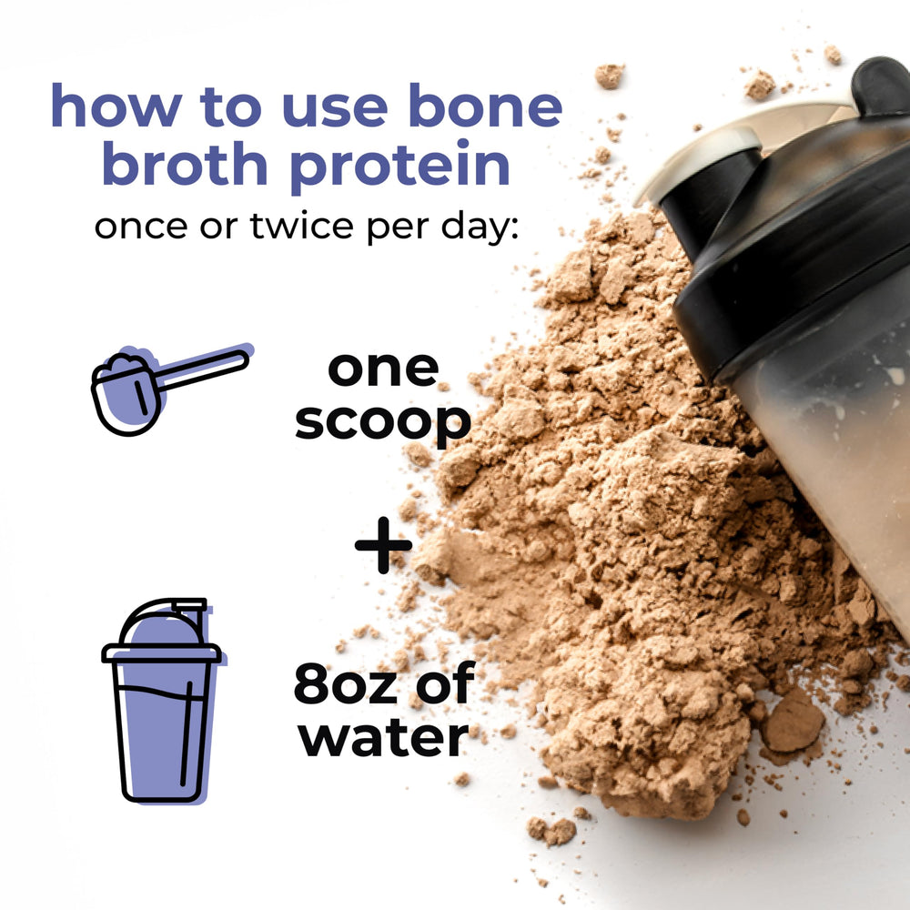 TRUMETA beef bone broth powder daily-use panel suggests simple integration into shake routines.