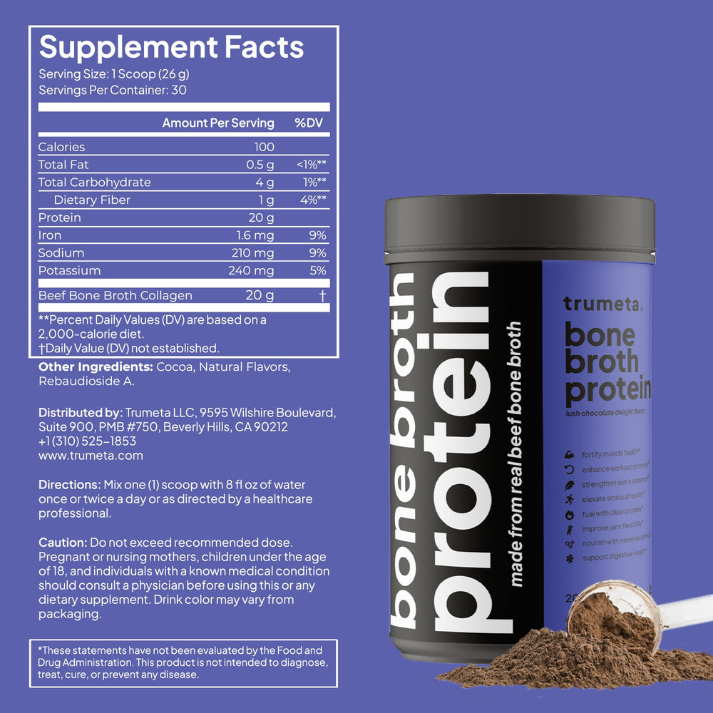 TRUMETA bone broth powder meal-addition demonstrates a convenient protein boost for breakfasts.