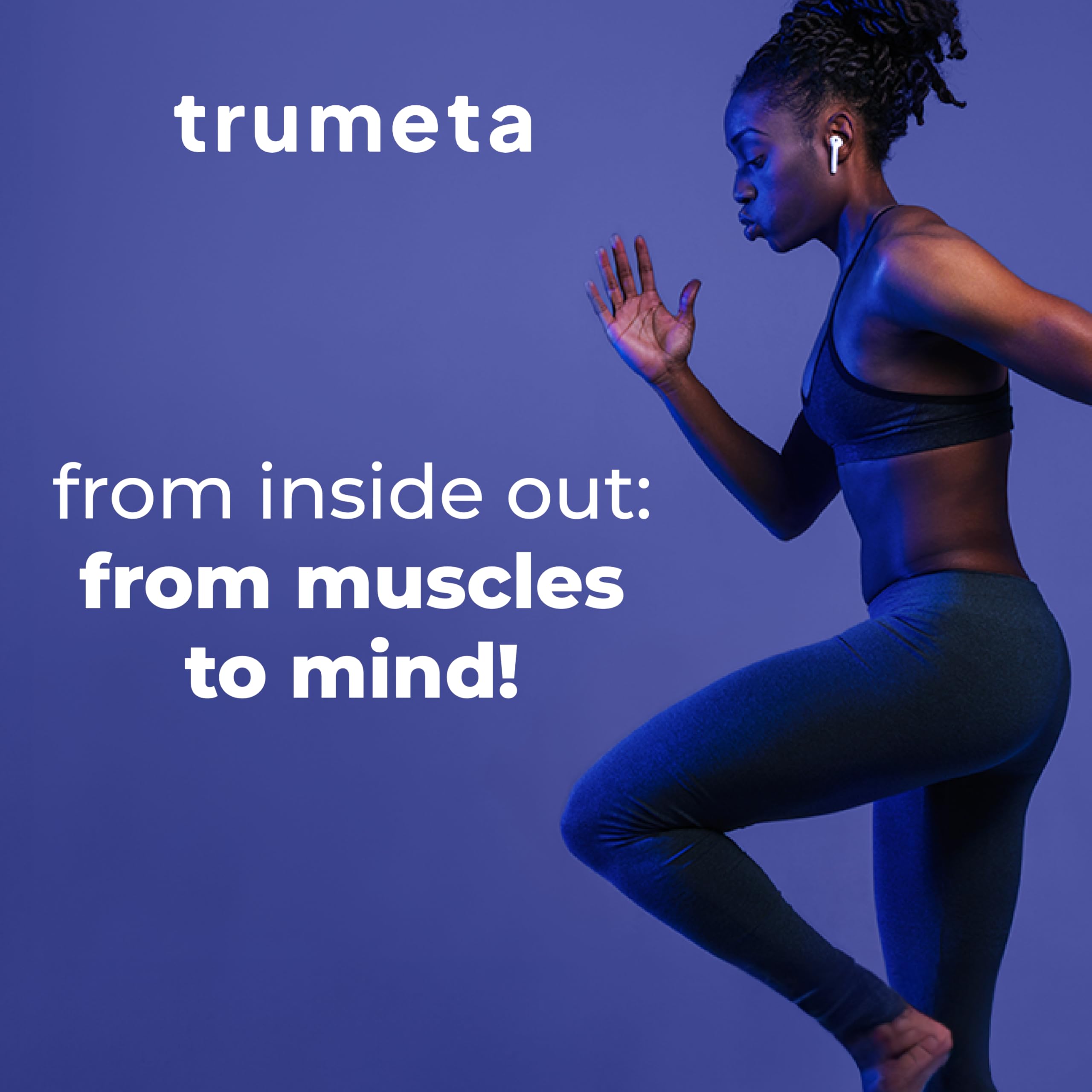 TRUMETA bone broth powder shaker image emphasizes easy measurement with a scoop.
