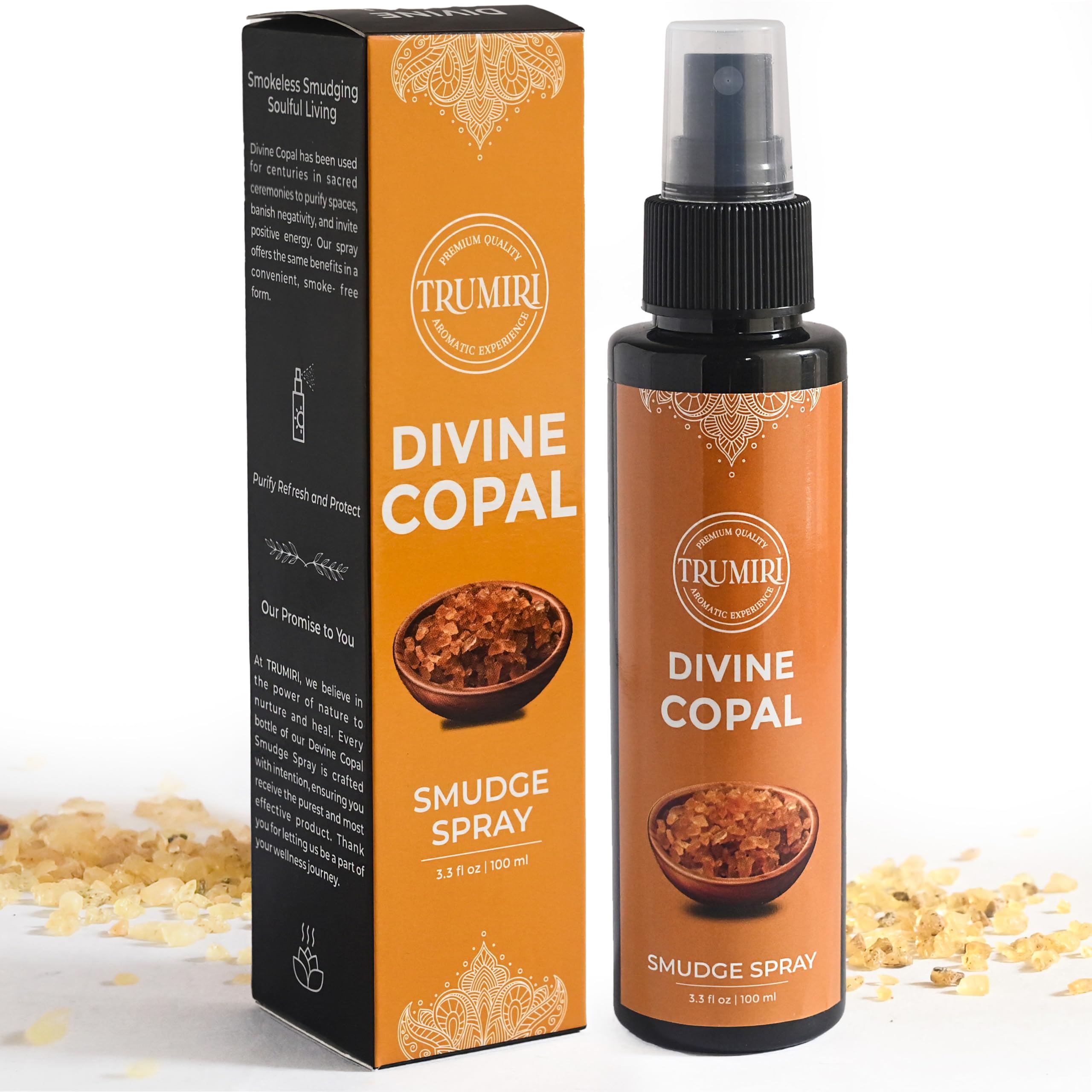 TRUMIRI Copal Smudge Spray bottle front showing calming room scent