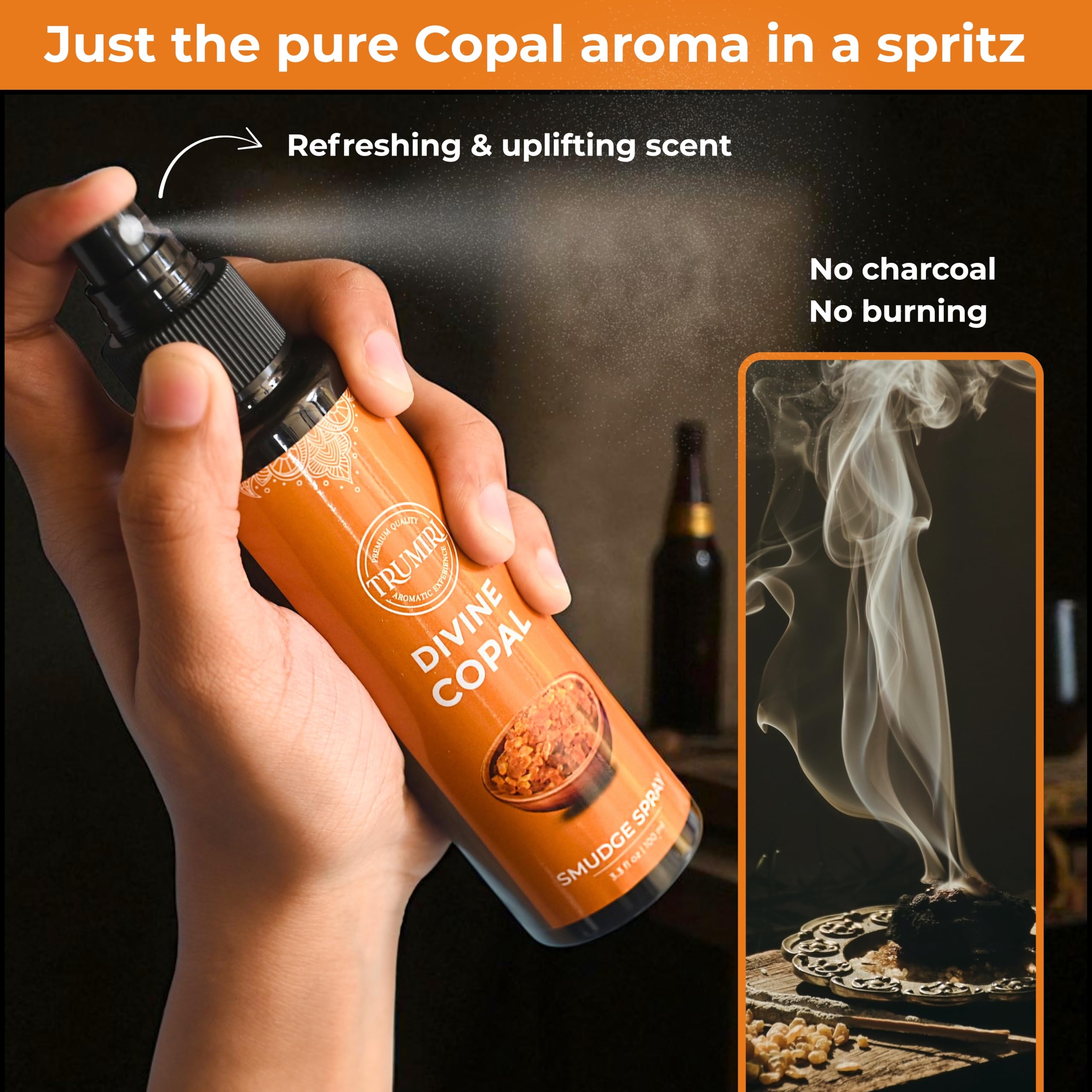 TRUMIRI Copal Smudge Spray label detail with ingredients