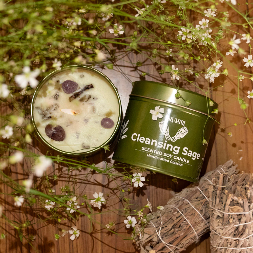 TRUMIRI Sage Candle aromatherapy note highlights long-lasting fragrance to enhance calm spaces.