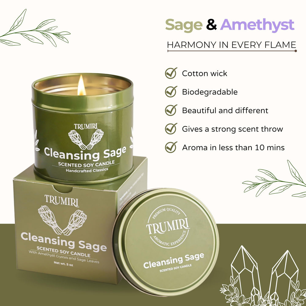 TRUMIRI Sage Candle wax closeup reveals smooth soy texture for clean burns.