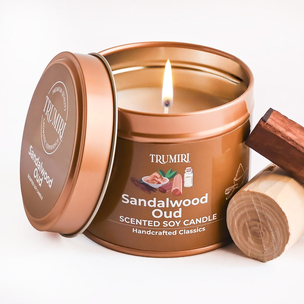 TRUMIRI candle in bedroom mood lighting fosters relaxation and focus.