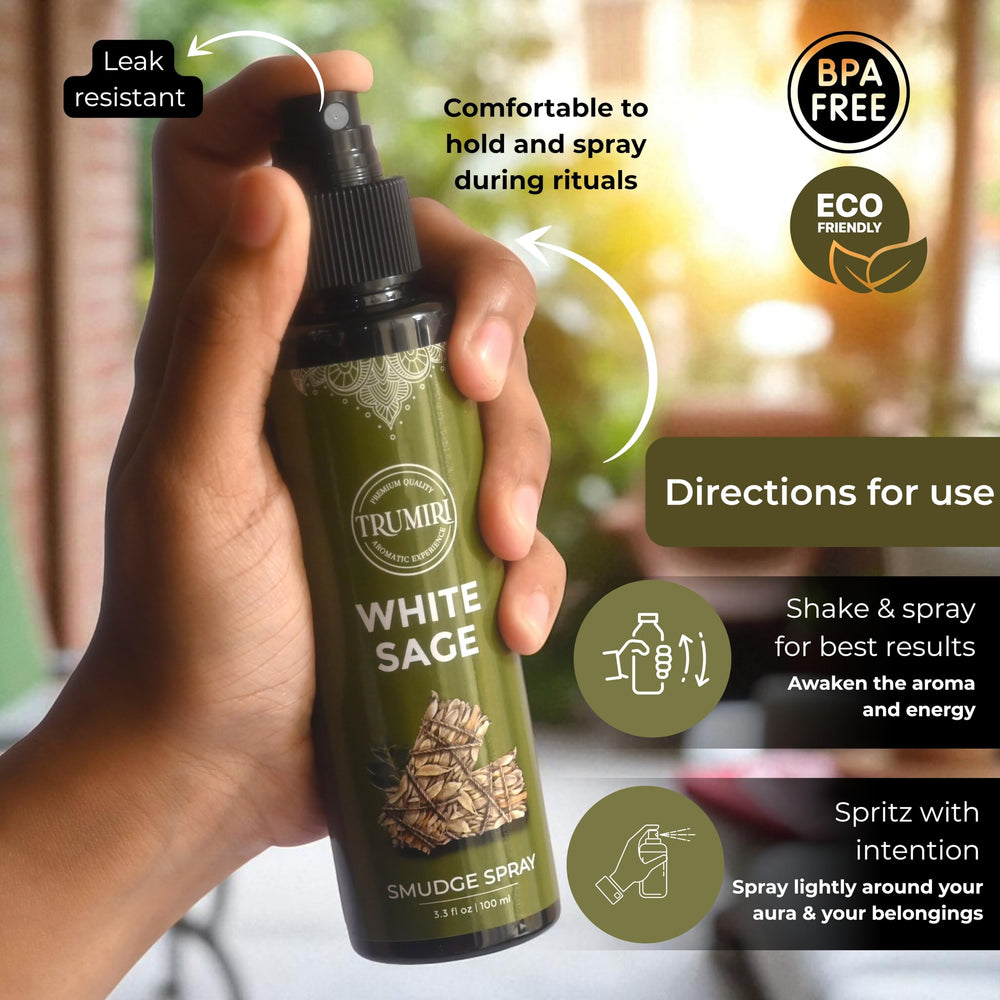TRUMIRI White Sage Spray ideal for meditation spaces and rituals.