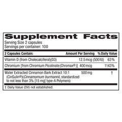 TruNature CinSulin 500mg label close-up emphasizes the patented cinnamon extract.