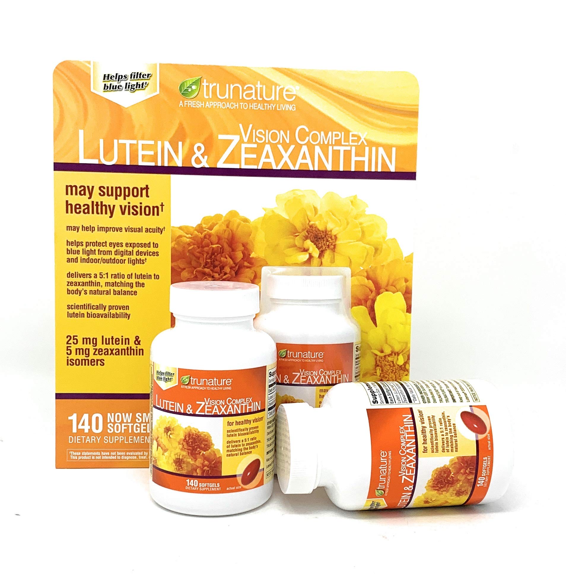 TruNature Lutemax 20/20 label shows balanced carotenoids.