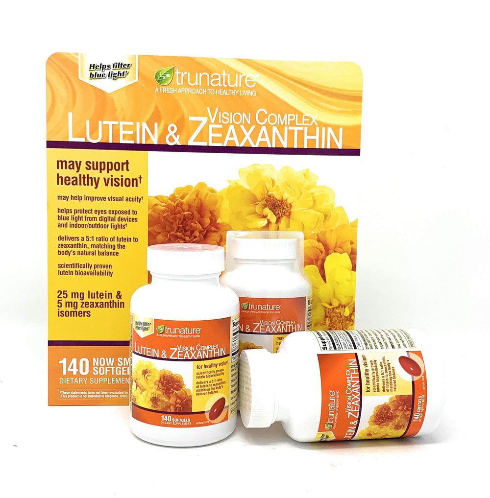 TruNature Lutemax 20/20 label shows balanced carotenoids.