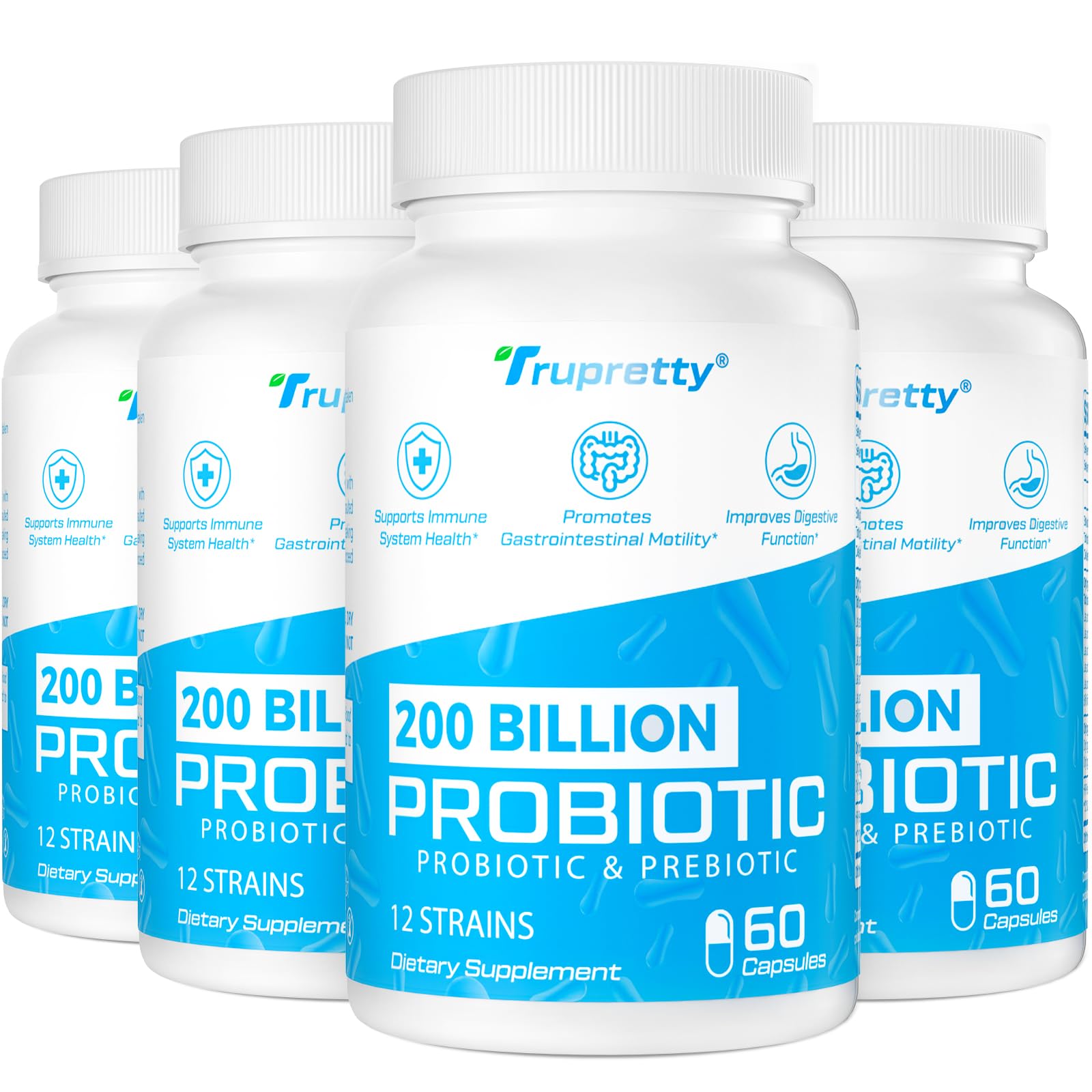 Trupretty 200B CFUs probiotic bottle supports daily digestive balance