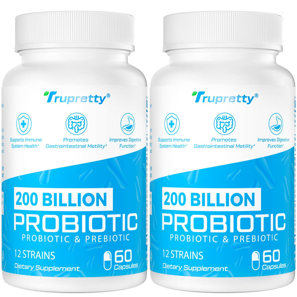 Trupretty 200billion CFUs capsules for daily gut balance and immune support.