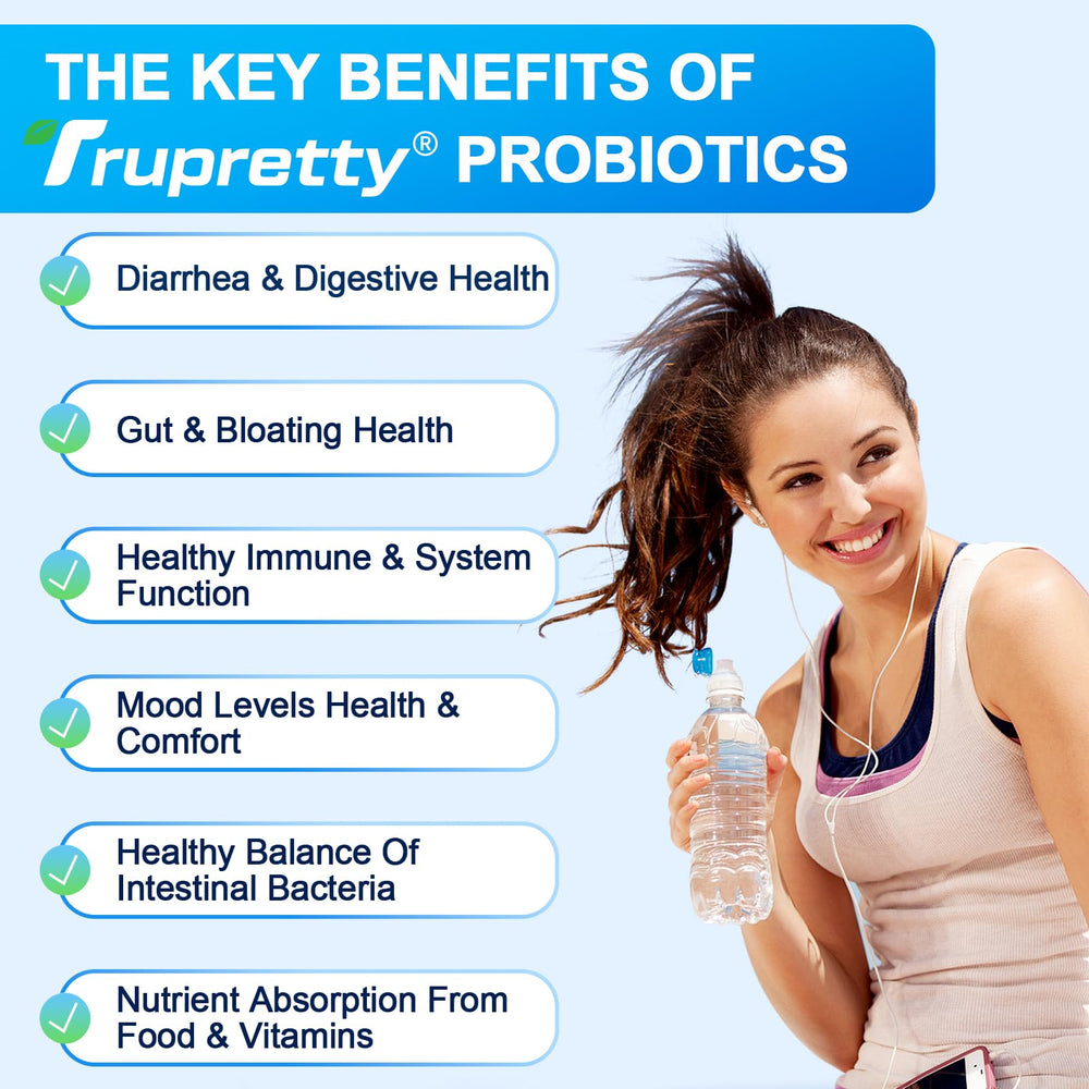 Trupretty digestive health balance bottle showing capsules for easy daily use.