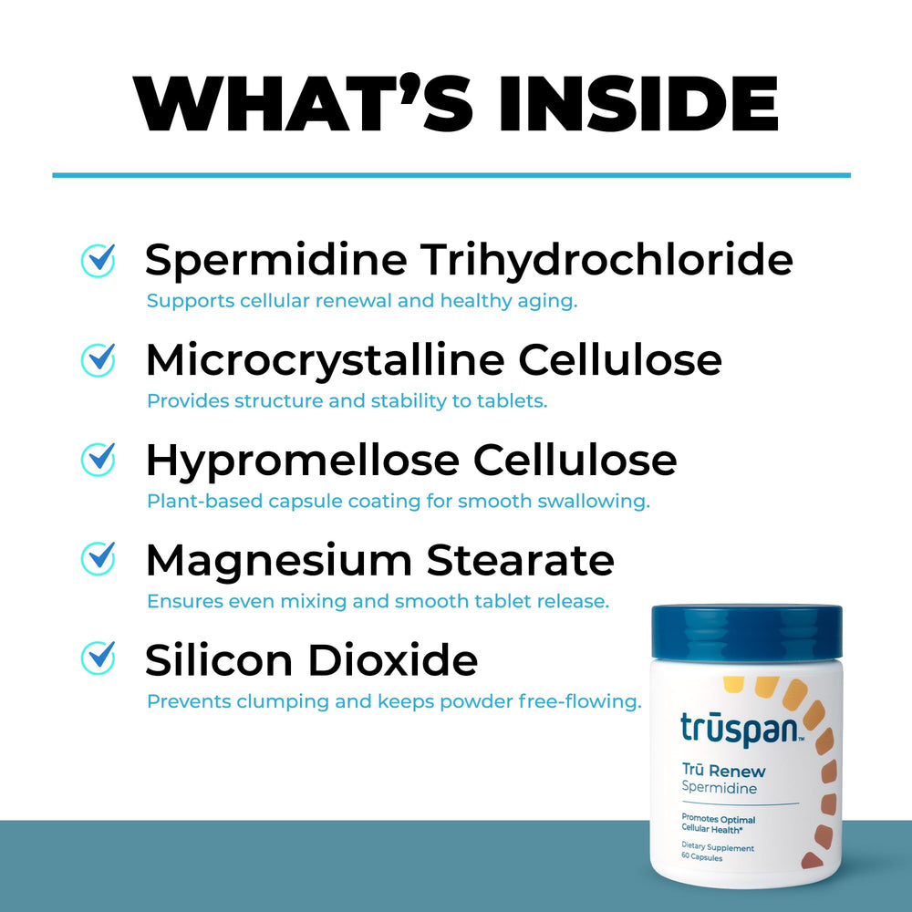 TRŪSPAN Tru Renew capsules spilling onto a clean surface for easy daily intake