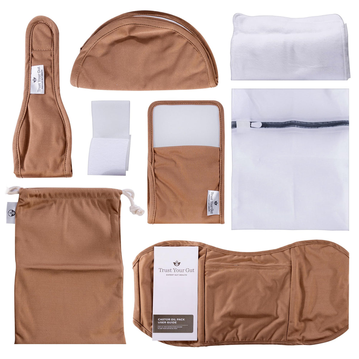 Trust Your Gut stomach wrap for targeted castor oil application and gentle detox support.