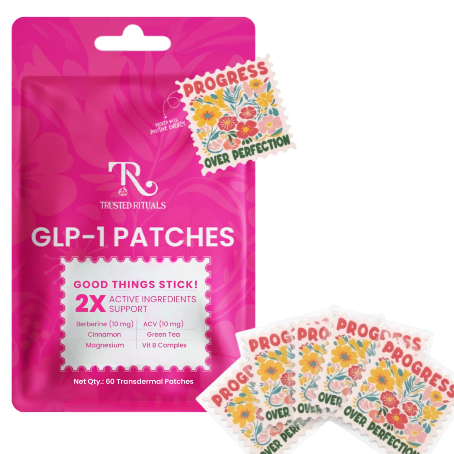 TRUSTED RITUALS GLP-1 patch close-up showing discreet daily support.