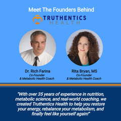 TRUTHENTICS Omega-3 bottle packaging on kitchen counter, premium quality.